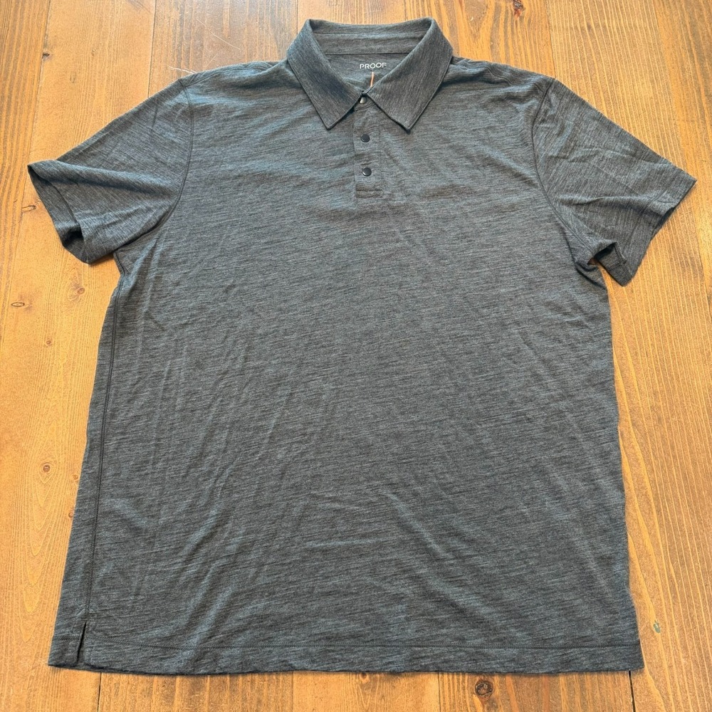 Proof by Huckberry 72 Hour Merino Wool Polo Gray Men's Size Large